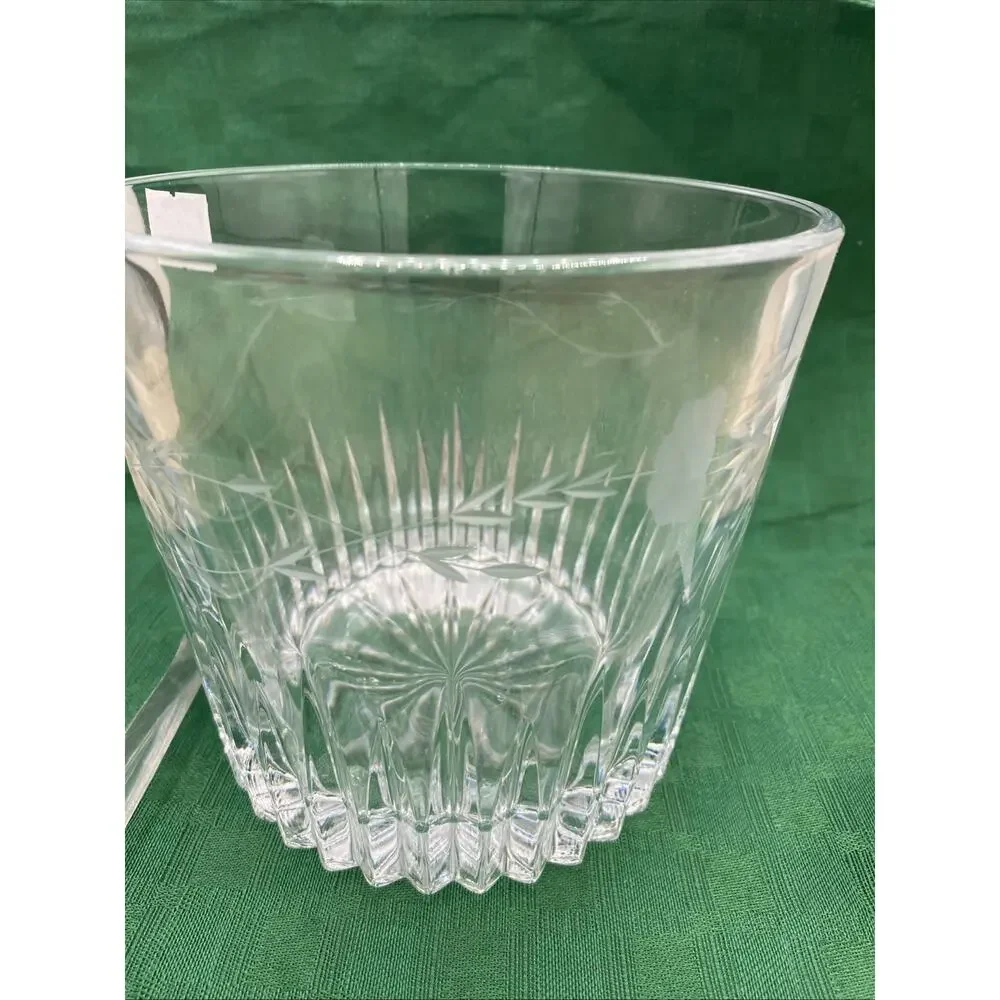 Vintage 1974 Princess House Heritage Ice Bucket Etched Floral Design